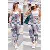image:imageEkouaer Womens Jumpsuit Sleeveless Casual Summer Overalls Jumpers Spaghetti Strap Baggy Long Pants Rompers with PocketsGrey Geometric Ethnic