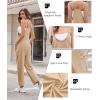 image:imageEkouaer Womens Jumpsuit Sleeveless Casual Summer Overalls Jumpers Spaghetti Strap Baggy Long Pants Rompers with PocketsKhaki