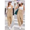 image:imageEkouaer Womens Jumpsuit Sleeveless Casual Summer Overalls Jumpers Spaghetti Strap Baggy Long Pants Rompers with PocketsKhaki