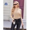 image:imageEkouaer Womens Long Sleeve Mock Turtleneck Tops Ribbed Shirts Fleece Soft Thermal Undershirts TeeBeige