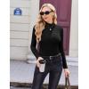 image:imageEkouaer Womens Long Sleeve Mock Turtleneck Tops Ribbed Shirts Fleece Soft Thermal Undershirts TeeBlack