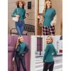 image:imageEkouaer Womens Long Sleeve Mock Turtleneck Tops Ribbed Shirts Fleece Soft Thermal Undershirts TeeBlue Green