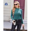 image:imageEkouaer Womens Long Sleeve Mock Turtleneck Tops Ribbed Shirts Fleece Soft Thermal Undershirts TeeBlue Green