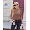 image:imageEkouaer Womens Long Sleeve Mock Turtleneck Tops Ribbed Shirts Fleece Soft Thermal Undershirts TeeBrown