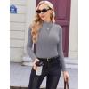 image:imageEkouaer Womens Long Sleeve Mock Turtleneck Tops Ribbed Shirts Fleece Soft Thermal Undershirts TeeGrey