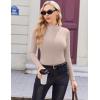image:imageEkouaer Womens Long Sleeve Mock Turtleneck Tops Ribbed Shirts Fleece Soft Thermal Undershirts TeeKhaki1