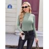 image:imageEkouaer Womens Long Sleeve Mock Turtleneck Tops Ribbed Shirts Fleece Soft Thermal Undershirts TeeLight Green1
