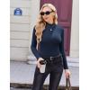 image:imageEkouaer Womens Long Sleeve Mock Turtleneck Tops Ribbed Shirts Fleece Soft Thermal Undershirts TeeNavy Blue1