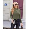 image:imageEkouaer Womens Long Sleeve Mock Turtleneck Tops Ribbed Shirts Fleece Soft Thermal Undershirts TeeOlive