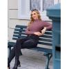 image:imageEkouaer Womens Long Sleeve Mock Turtleneck Tops Ribbed Shirts Fleece Soft Thermal Undershirts TeePurple Red