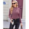 image:imageEkouaer Womens Long Sleeve Mock Turtleneck Tops Ribbed Shirts Fleece Soft Thermal Undershirts TeePurple Red