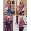 image:imageEkouaer Womens Long Sleeve Mock Turtleneck Tops Ribbed Shirts Fleece Soft Thermal Undershirts TeePurple Red
