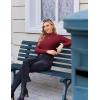image:imageEkouaer Womens Long Sleeve Mock Turtleneck Tops Ribbed Shirts Fleece Soft Thermal Undershirts TeeWine Red