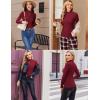 image:imageEkouaer Womens Long Sleeve Mock Turtleneck Tops Ribbed Shirts Fleece Soft Thermal Undershirts TeeWine Red