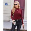 image:imageEkouaer Womens Long Sleeve Mock Turtleneck Tops Ribbed Shirts Fleece Soft Thermal Undershirts TeeWine Red