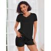 image:imageEkouaer Womens Pajama Sets Short Sleeve Pajamas for Women Sets Soft Lounge Sets Casual V Neck Sleepwear PJSBlack