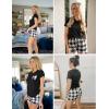 image:imageEkouaer Womens Pajama Sets Short Sleeve Pajamas for Women Sets Soft Lounge Sets Casual V Neck Sleepwear PJSBlack and White Plaid
