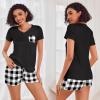 image:imageEkouaer Womens Pajama Sets Short Sleeve Pajamas for Women Sets Soft Lounge Sets Casual V Neck Sleepwear PJSBlack and White Plaid
