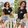 image:imageEkouaer Womens Pajama Sets Short Sleeve Pajamas for Women Sets Soft Lounge Sets Casual V Neck Sleepwear PJSBlack and White Plaid