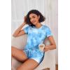 image:imageEkouaer Womens Pajama Sets Short Sleeve Pajamas for Women Sets Soft Lounge Sets Casual V Neck Sleepwear PJSBlue Tie Dye