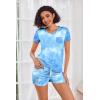 image:imageEkouaer Womens Pajama Sets Short Sleeve Pajamas for Women Sets Soft Lounge Sets Casual V Neck Sleepwear PJSBlue Tie Dye