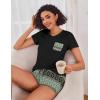 image:imageEkouaer Womens Pajama Sets Short Sleeve Pajamas for Women Sets Soft Lounge Sets Casual V Neck Sleepwear PJSBoho Vintage