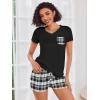 image:imageEkouaer Womens Pajama Sets Short Sleeve Pajamas for Women Sets Soft Lounge Sets Casual V Neck Sleepwear PJSGrey Plaid