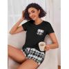 image:imageEkouaer Womens Pajama Sets Short Sleeve Pajamas for Women Sets Soft Lounge Sets Casual V Neck Sleepwear PJSGrey Plaid