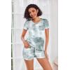 image:imageEkouaer Womens Pajama Sets Short Sleeve Pajamas for Women Sets Soft Lounge Sets Casual V Neck Sleepwear PJSGreytie Dye