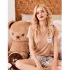 image:imageEkouaer Womens Pajama Sets Short Sleeve Pajamas for Women Sets Soft Lounge Sets Casual V Neck Sleepwear PJSKhaki Plaid Teddy