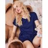image:imageEkouaer Womens Pajama Sets Short Sleeve Pajamas for Women Sets Soft Lounge Sets Casual V Neck Sleepwear PJSNavy Blue