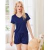 image:imageEkouaer Womens Pajama Sets Short Sleeve Pajamas for Women Sets Soft Lounge Sets Casual V Neck Sleepwear PJSNavy Blue