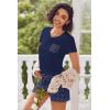 image:imageEkouaer Womens Pajama Sets Short Sleeve Pajamas for Women Sets Soft Lounge Sets Casual V Neck Sleepwear PJSNavy Blue Polka Dots