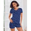 image:imageEkouaer Womens Pajama Sets Short Sleeve Pajamas for Women Sets Soft Lounge Sets Casual V Neck Sleepwear PJSNavy Blue Star