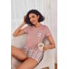 image:imageEkouaer Womens Pajama Sets Short Sleeve Pajamas for Women Sets Soft Lounge Sets Casual V Neck Sleepwear PJSPink Plaid