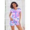 image:imageEkouaer Womens Pajama Sets Short Sleeve Pajamas for Women Sets Soft Lounge Sets Casual V Neck Sleepwear PJSPink Tie Dye