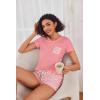 image:imageEkouaer Womens Pajama Sets Short Sleeve Pajamas for Women Sets Soft Lounge Sets Casual V Neck Sleepwear PJSPink Vertical Stripes