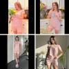 image:imageEkouaer Womens Pajama Sets Short Sleeve Pajamas for Women Sets Soft Lounge Sets Casual V Neck Sleepwear PJSPink and White Stripes