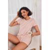 image:imageEkouaer Womens Pajama Sets Short Sleeve Pajamas for Women Sets Soft Lounge Sets Casual V Neck Sleepwear PJSPink and White Stripes