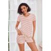 image:imageEkouaer Womens Pajama Sets Short Sleeve Pajamas for Women Sets Soft Lounge Sets Casual V Neck Sleepwear PJSPink and White Stripes