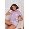 image:imageEkouaer Womens Pajama Sets Short Sleeve Pajamas for Women Sets Soft Lounge Sets Casual V Neck Sleepwear PJSPurple Stripes