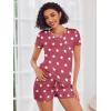 image:imageEkouaer Womens Pajama Sets Short Sleeve Pajamas for Women Sets Soft Lounge Sets Casual V Neck Sleepwear PJSRed Star