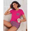 image:imageEkouaer Womens Pajama Sets Short Sleeve Pajamas for Women Sets Soft Lounge Sets Casual V Neck Sleepwear PJSRose Red Plaid