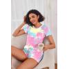 image:imageEkouaer Womens Pajama Sets Short Sleeve Pajamas for Women Sets Soft Lounge Sets Casual V Neck Sleepwear PJSYellow Tie Dye