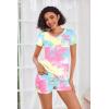 image:imageEkouaer Womens Pajama Sets Short Sleeve Pajamas for Women Sets Soft Lounge Sets Casual V Neck Sleepwear PJSYellow Tie Dye