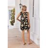 image:imageEkouaer Womens Romper Summer Sleeveless Jumpsuit Casual Short Overalls with Pocket 2025Black Yellow Floral