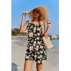 image:imageEkouaer Womens Romper Summer Sleeveless Jumpsuit Casual Short Overalls with Pocket 2025Black Yellow Floral