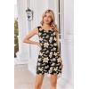 image:imageEkouaer Womens Romper Summer Sleeveless Jumpsuit Casual Short Overalls with Pocket 2025Black Yellow Floral