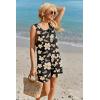 image:imageEkouaer Womens Romper Summer Sleeveless Jumpsuit Casual Short Overalls with Pocket 2025Black Yellow Floral