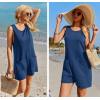 image:imageEkouaer Womens Romper Summer Sleeveless Jumpsuit Casual Short Overalls with Pocket 2025Blue